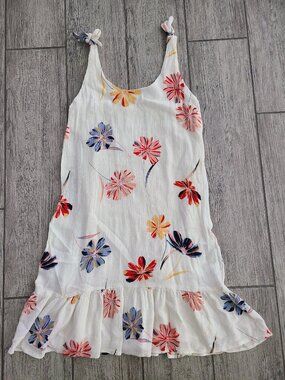 O'Neill Girls Floral Sleeveless Tank Dress Cream Multicolor Size Medium